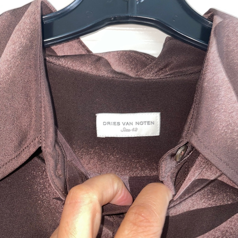 DRIES VAN NOTEN 100% Silk Brown Dreamy Lips Long Sleeve Blouse - Picture 2 of 12
